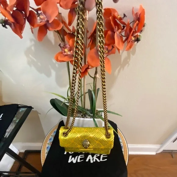 Kurt Geiger London Mini Yellow Embellished Convertible Crossbody - Picture 1 of 9